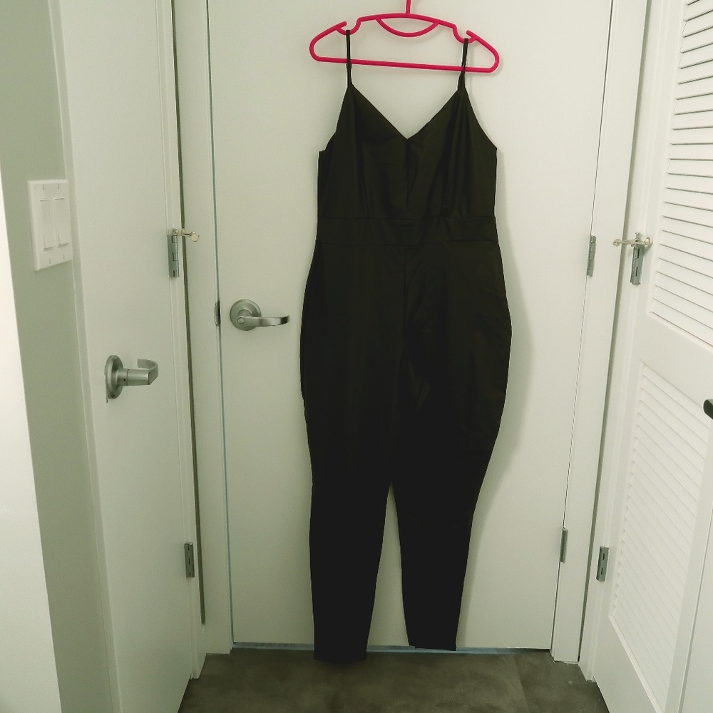 Black Faux Leather Jumpsuit